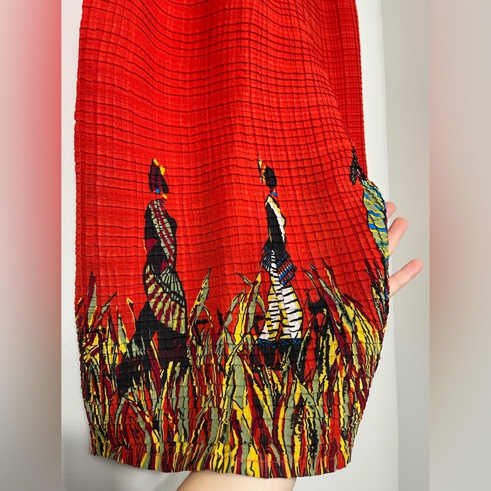 Midnight Velvet Strechy African Indian Print Pants Ladies Red-Orange Size L - Picture 9 of 11